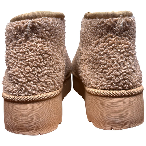 Ultra Mini Platform Boots Women's 10 Camel Teddy Cozy Booties Fleece Lined - Picture 7 of 11